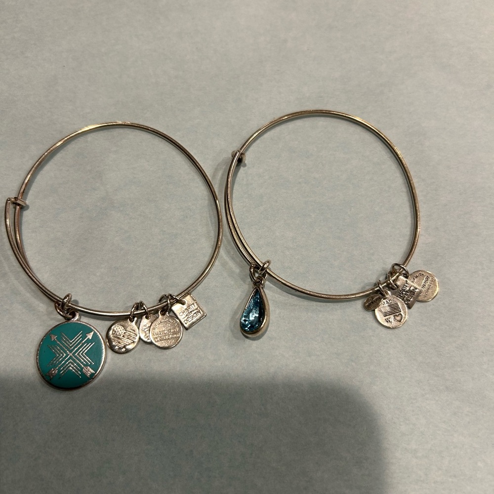Lot of pre-owned 2 Alex & Ani silver tone bracelets